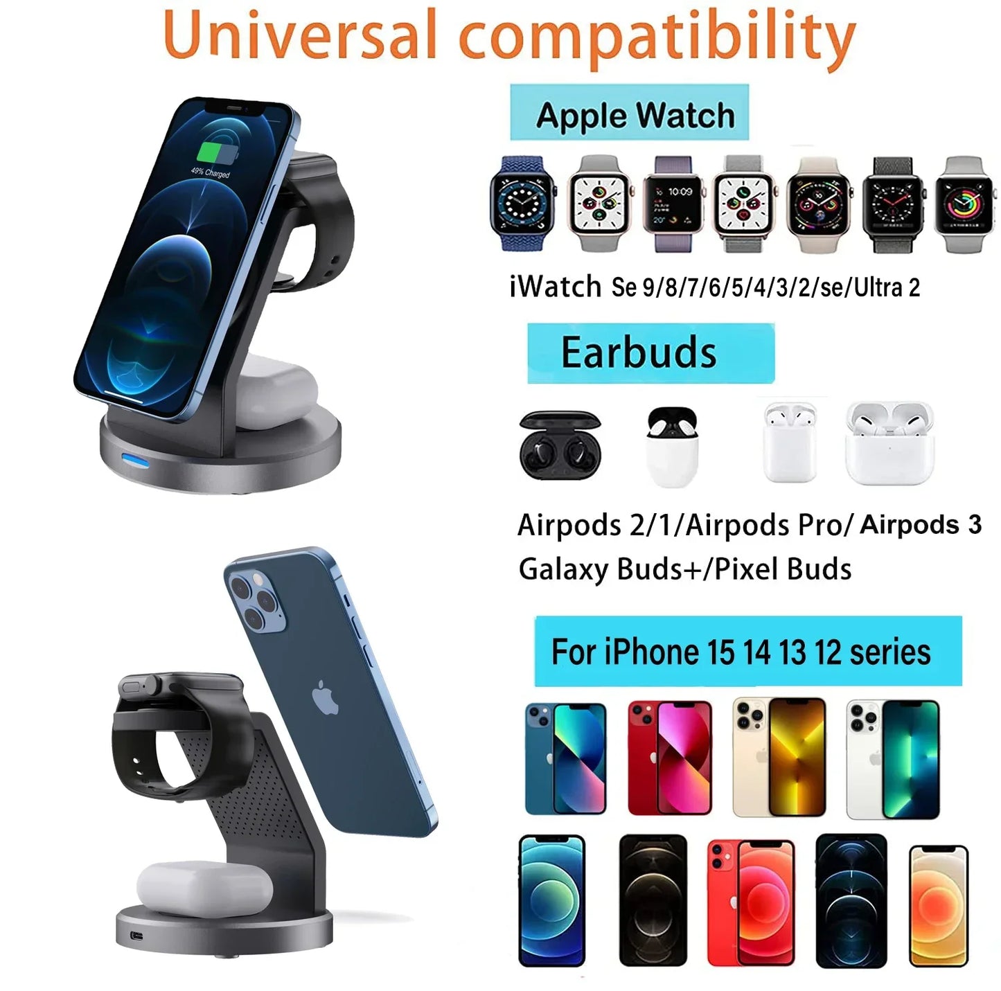 3 in 1 Magnetic Wireless Charger Stand